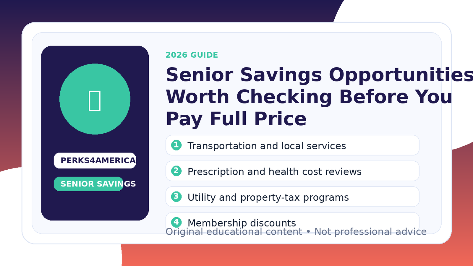 Senior Savings Opportunities Worth Checking Before You Pay Full Price